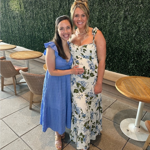 Floral White and Blue Maxi Dress - Picture 4 of 4